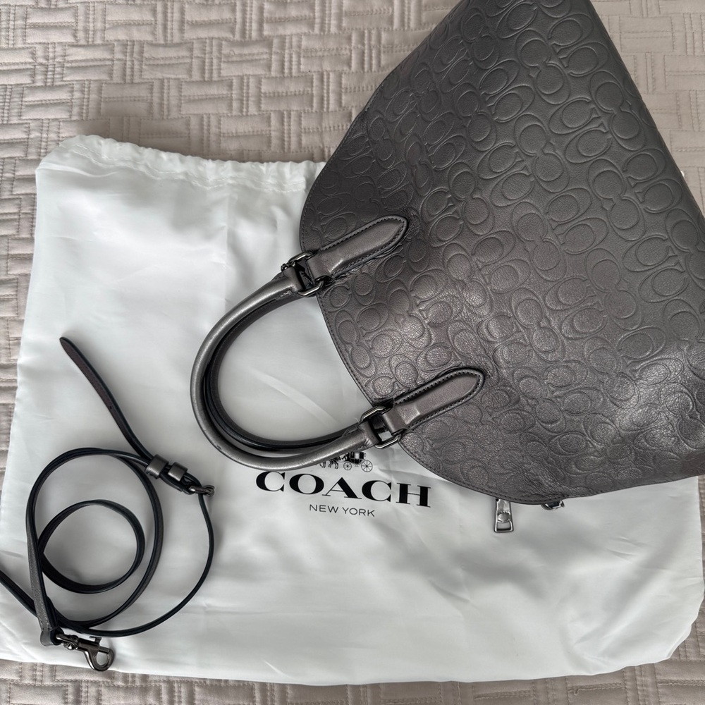 Coach Metallic Grey Leather Handbag